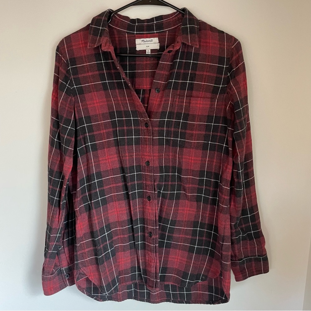 Slim Flannel Button Down Shirt from Madewell, Size M